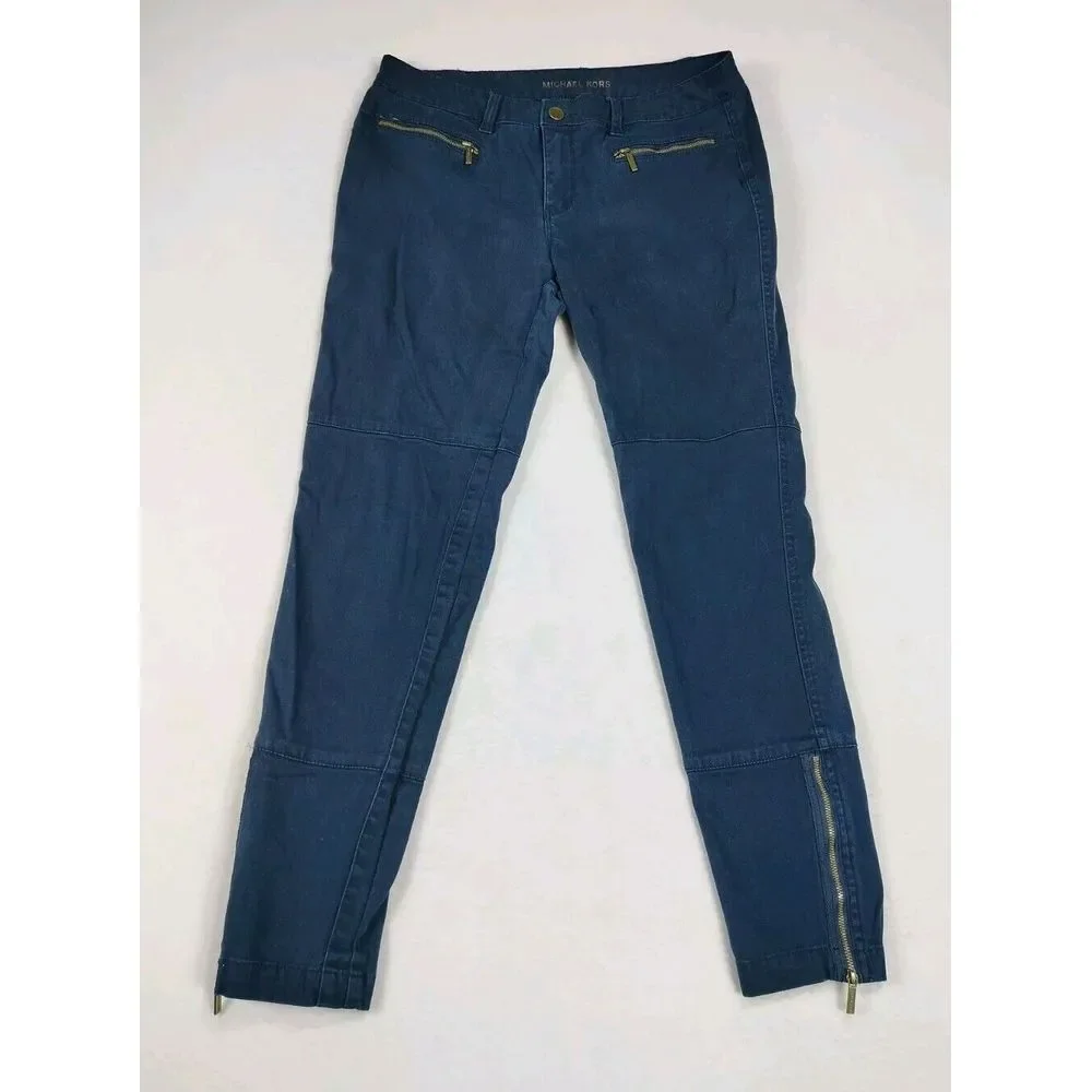 Michael Kors Women's Pants Black‎ Skinny Slim Ankle Bikercore Bikelife Edgy Punk